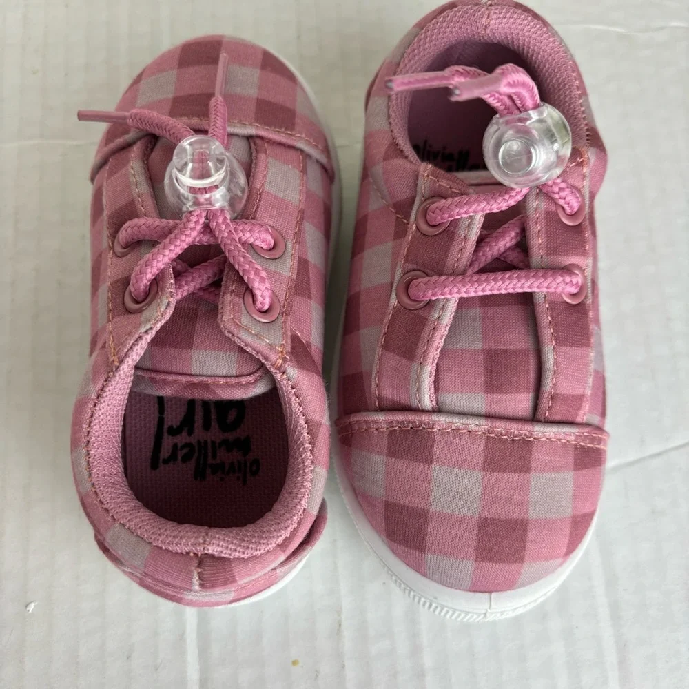 Olivia Miller-Infant Girls Plaid Sneakers w/toggle tie-Baby 5-NWOT